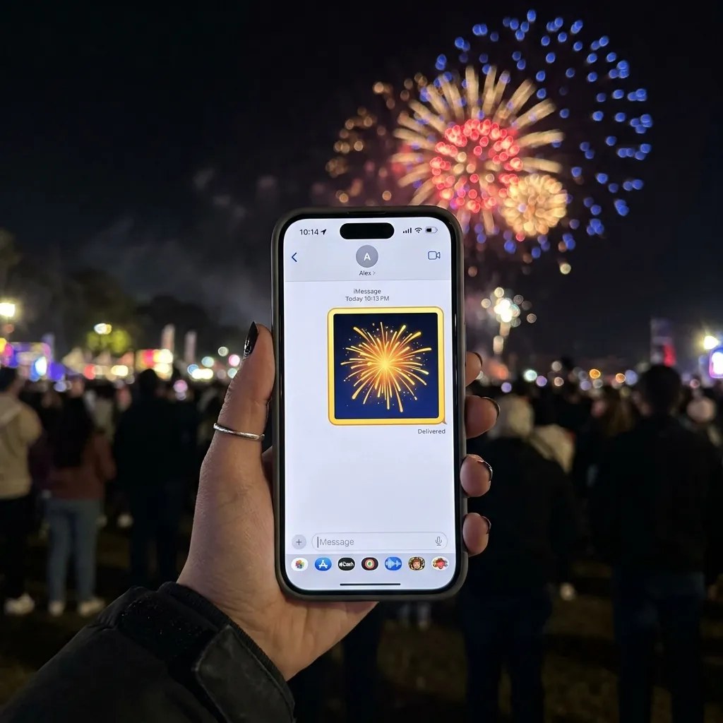 What do fireworks emoji iphone mean?